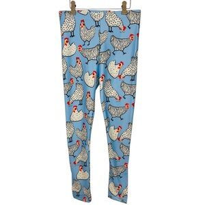 Urban Smalls Kids Chicken Print Blue Leggings Size 16Y